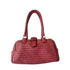 Donald Pliner Red Woven Leather Purse
